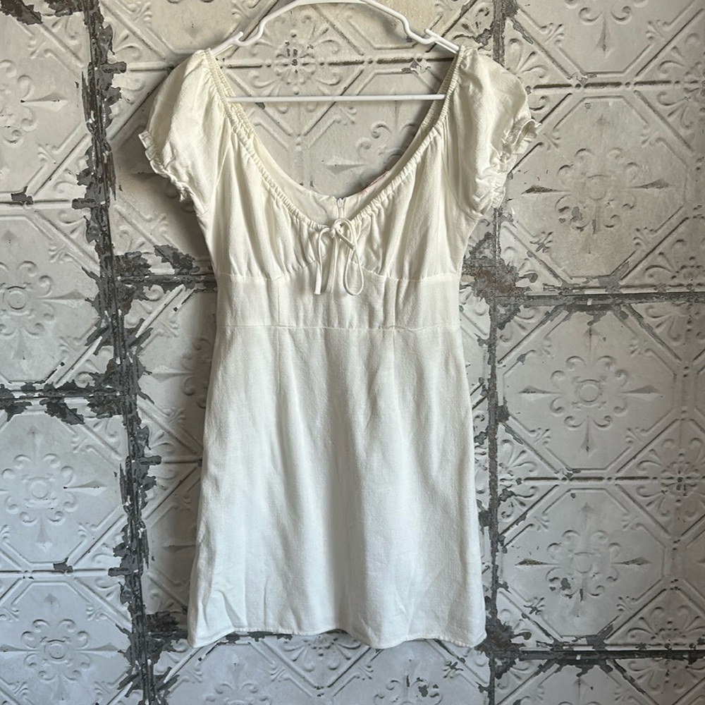 White Lottie Moss linen blend baby doll dress